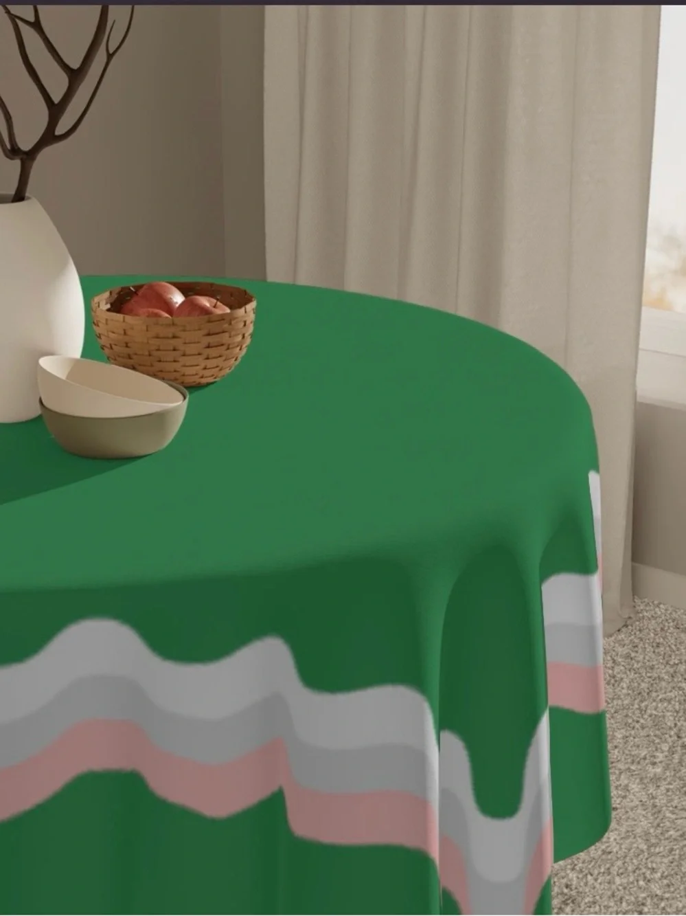 Green Wavy Border Tablecloth - Home Dining